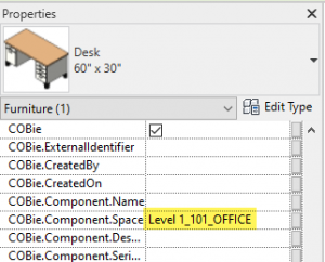 Revit Component Parameter with COBie data